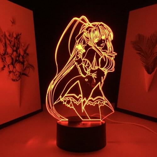 Himejima Akeno Night Light for Bedroom Decor Nightlight Birthday Gift Manga Table Lamp High School DxD Anime 3D LED Lamp