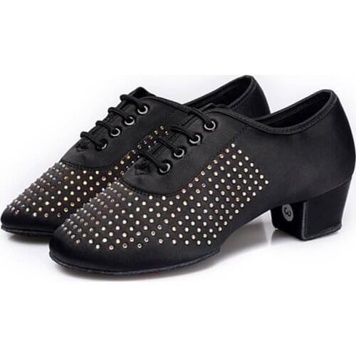 USHINE EU26-40 New Black Red Gold Silver Latin Ballroom Dance Shoes Rhinestones Ballet BDLatin Shoes Children Girls Woman