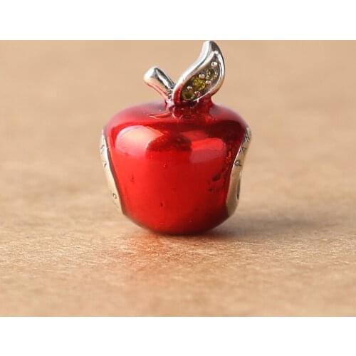 Wholesale S925 Sterling Silver Jewelry Accessories Wholesale Womens Basic Bracelet Pan Duo Separated Red Apple Loose Beads