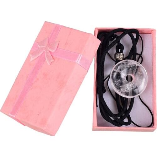 Mini Donut Pendant Box Set With Necklace Natural Stone Fashion Chakra 3CM Pendants Gift Crystal Quartz Healing Charm Jewelry