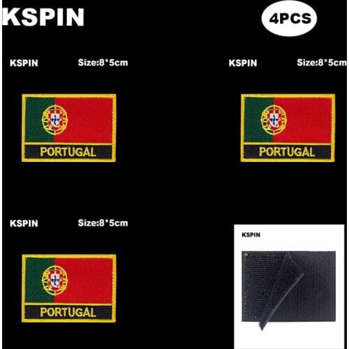 Rectangle National Flag Patch Hook Loop Portugal Badges Armband 3D Stick on Jacket Backpack Stickers