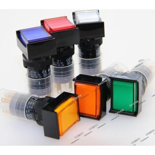 [SA]Taiwan Alliance D16LMT2-1AB D16LAT2-1AB G.R.B.Y.W B.O rectangle self-lock/reset button switch single touch DECA-10pcs