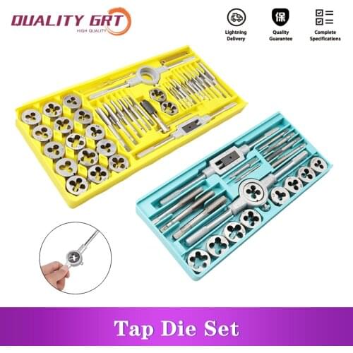 Q.Grt 6pcs-40pcs M3-M12 Tap Die Set Screw Thread Metric Taps Wrench Dies Diy Kit Wrench Screw Threading Hand Tools Set