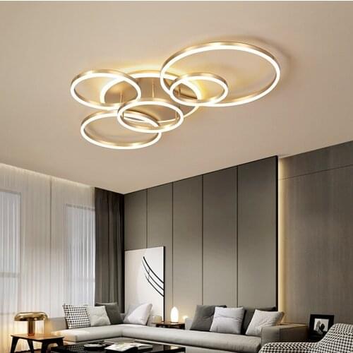 Light luxury bedroom ceiling lamp living room lamp atmospheric household chandelier Nordic modern minimalist creative ring light