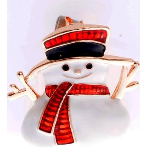 Christmas Gifts Xmas Crystal White Snowman Rhinestone Brooches Pins Women Men Girls Jewelry Accessories Brinco Drop Shipping