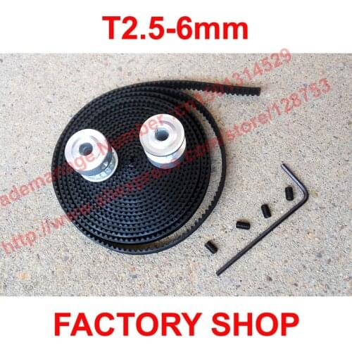 2pcs 16 teeth T2.5 Timing belt Pulley Bore 5mm + 2 Meters T2.5 timing Belt Width 6mm T2.5 timing belt pulley