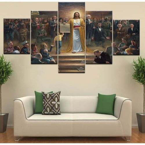Fantasy art Classic paintings jesus returns to earth Group 5 Panel HD Print Wall posters Canvas Art painting living room decor