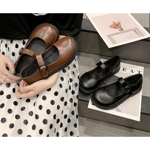 2020 spring and autumn single shoes Korean version Japanese retro cute soft sister shallow mouth small shoes Mary Jane shoes big