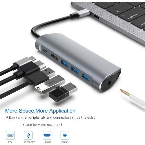 Schitec USB C HUB Type C to HDMI 4k Multi USB 3.0 HUB VGA RJ45 Lan Ethernet Adapter Dock for MacBook Pro Type c docking station