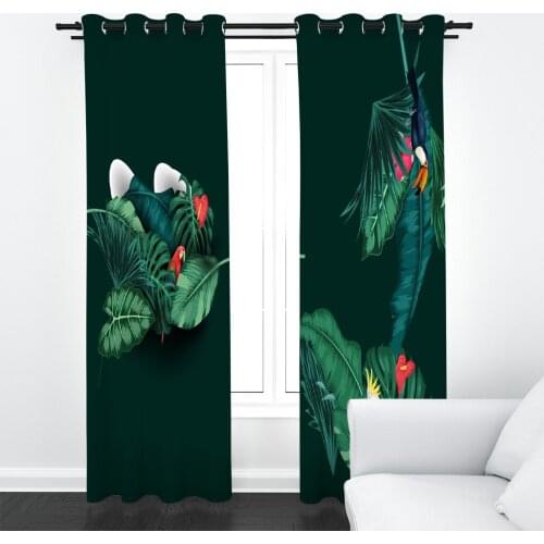 Custom photo European green rainforest Flowers window curtain For Living room Bedroom Sunshade Blackout Deapes Indoor Sets