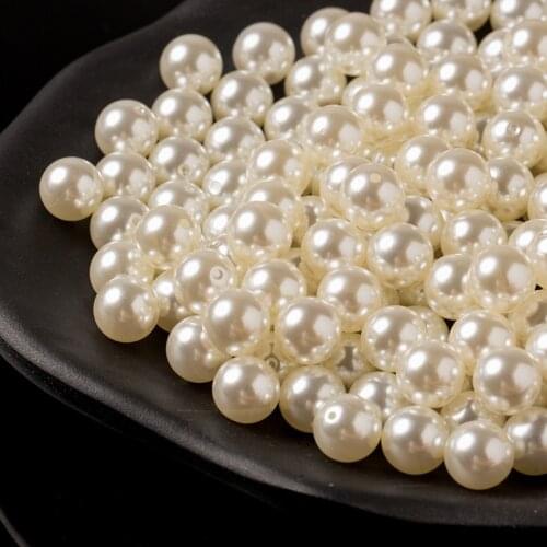 10/12/14mm pearl beads loose half bored pearl round Craft For Fashion Jewelry Making white beige DIY Imitation Garment beads