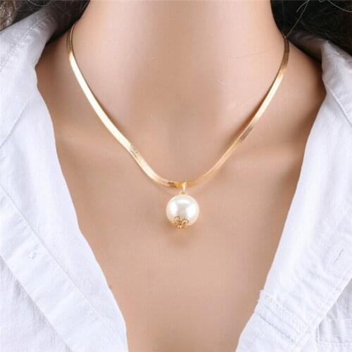 Korean Fashion Chain Necklace Pearl neck pendants for women accessories colier femmes cadenas mujer jewelry 2021 bijouterie
