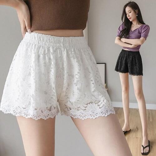 Women Summer Sweet Stretch Lace Three-point Shorts Fashion Candy Color Short