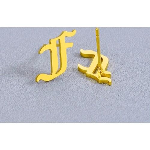 Chandler Brand new Bijoux Alphabet Initial A-Z Earring For Women Stainless Steel F Letter Stud Earring boucle d'oreille