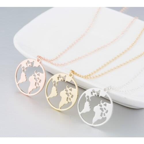2019 New Women Fashion Gold Personality Pendant Necklace /Creative Hollow World Map Dangle Necklace Jewelry Free Shipping