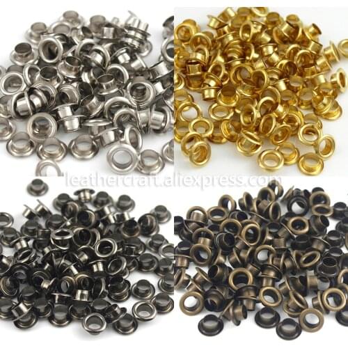 100sets 5mm Brass Eyelet with Washer 300# Leather Craft Repair Grommet Round Eye Rings For Shoes Bag Clothing Leather Belt Hat