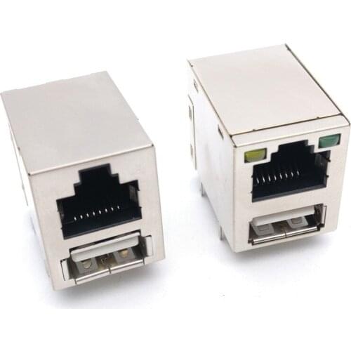 20PCS/Lot with/without lamp RJ45 network socket connector with USB socket Double socket