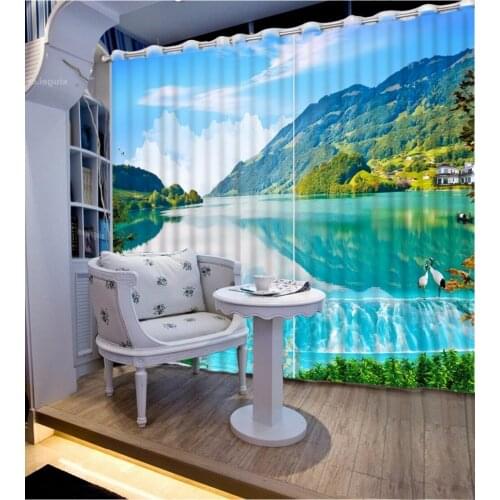 3D Curtain Fashion Customized Lake Landscape Curtains For Bedroom Custom Any Size 3D Curtain Blackout Curtain Living Room