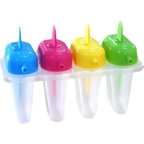 4 Cells DIY Popsicle Molds Ice Cream Kitchen Tools Reusable Ice Lolly Frozen Moulds