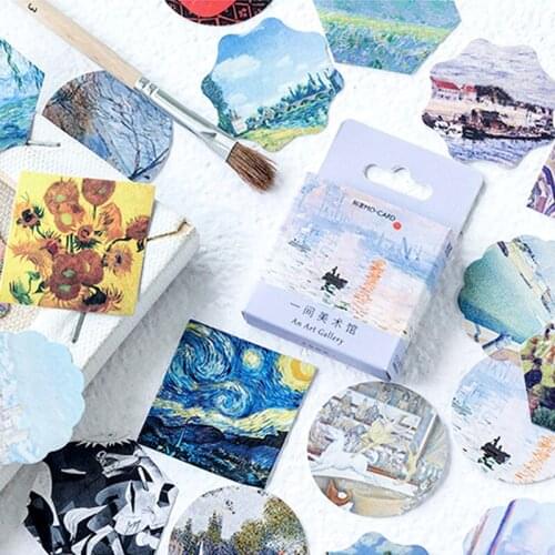46 Pcs/set Art Gallery oil painting series hand curtain sticker material DIY decoration paste album sticker