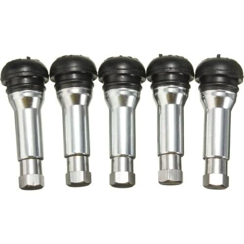 5pcs Car Black and Chrome Alloy Copper Tubeless TR414 Rubber Wheel Tyre Valve Dust Cap Fits STANDARD 11mm rim hole