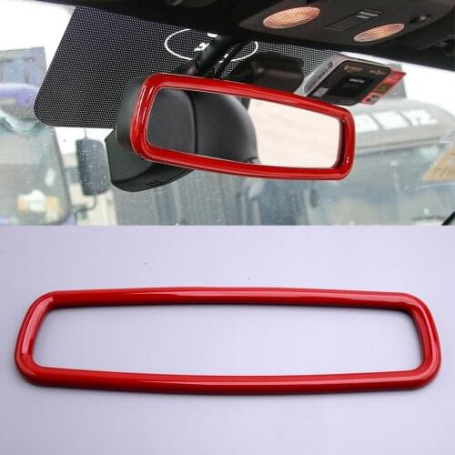 ABS Red Interior Rearview Mirror Cover Trim Frame Moulding Decoration Fit for Ford Mustang 2015 2016 2017 2018 2019
