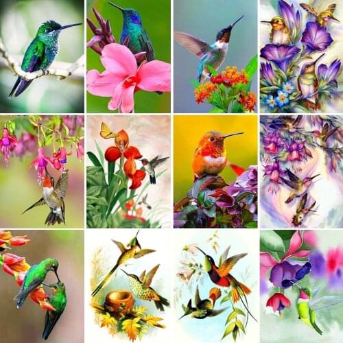 5D DIY Diamond Painting"Hummingbird flower daffodil‘’ Cross Stitch Kit Full Drill Embroidery Mosaic Art Rhinestone Home Deco