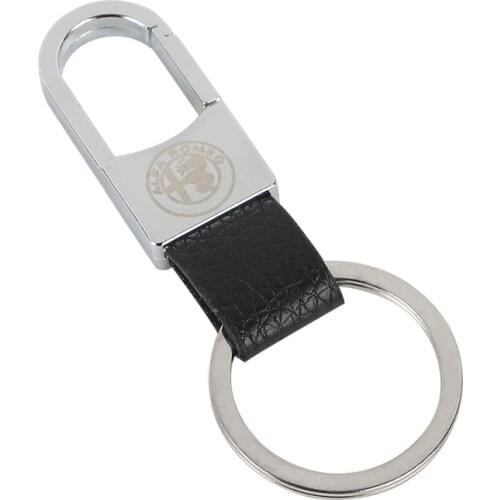 Car Styling 3D Metal+Leather Emblem Car Key Ring Keychain Key Holder For Alfa Romeo 159 147 156 Giulietta Sp Mito