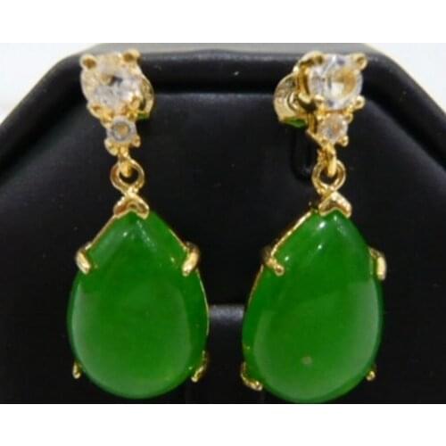 Free Shipping wholesale latest Jewelry AAA Green Natural jade FINE plated fashion earrings