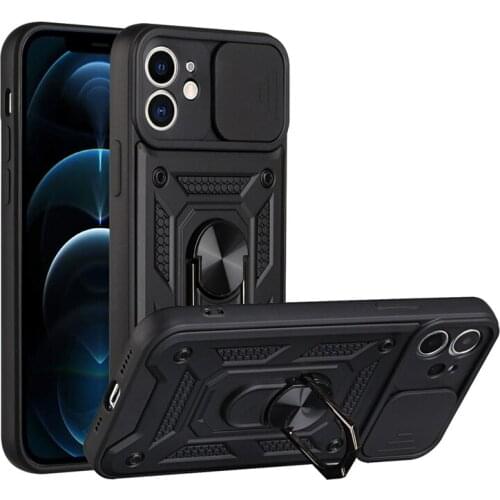 Fashion Business Push Pull Case For iPhone 11 12 Pro Max 12 Mini 6 6s 7 8 Plus X XR XS Max SE 2020 Holder Shockproof Back Cover