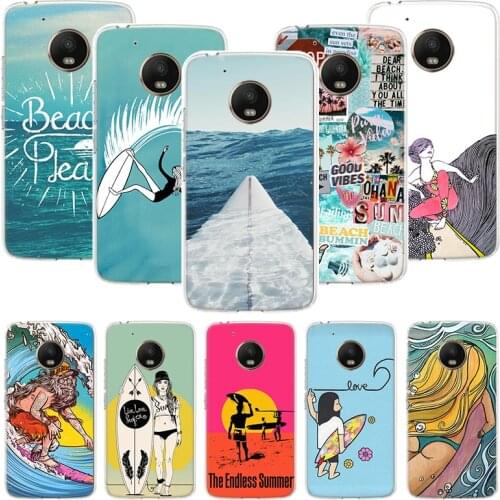 Surfboard Surfing Art Surf Girl Summer Phone Case For Motorola Moto G9 G8 G7 G6 G5 E6 E5 E4 Plus Play Power One Action Macro Coq