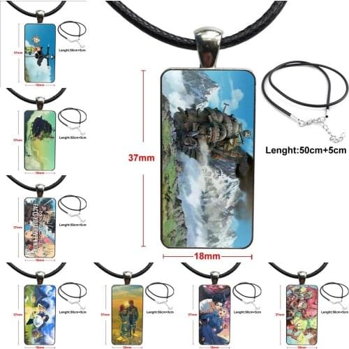 For Women Men Party Miyazaki Characters Howl Moving Castle Necklace Fashion Long Chain With Rectangle Necklace Jewelry