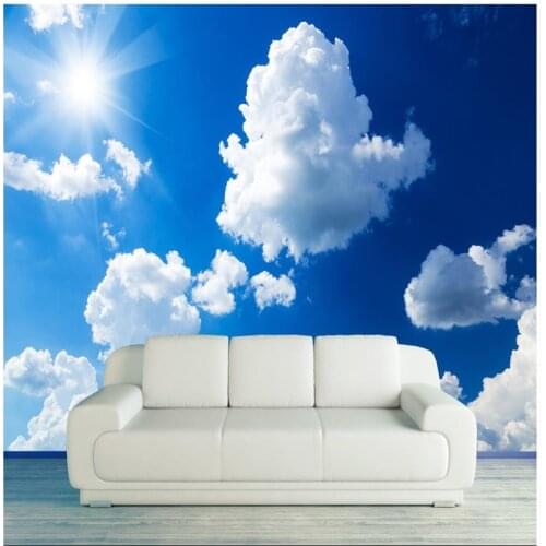 Beibehang mural decor Photo backdrop Sunny clouds Sunshine Resort Restaurant living room ceiling wall painting mural panel