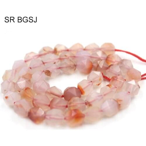 Free Shipping 8mm Faceted Round Polygonal Red Leaf Agat Onyx Natural Stone Jewelry Accessories Beads Strand 15"