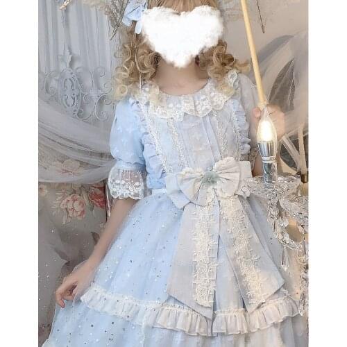 Lace bowknot o-neck victorian dress kawaii girl gothic lolita op loli cosplay Princess tea party sweet lolita dress vintage