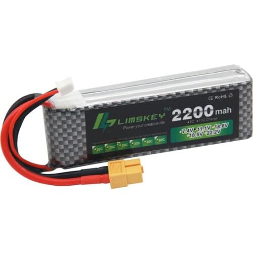 Limskey Power Brand New Lipo Battery 11.1V 2200mAh 25C MAX 35C 3S T Plug for RC Car Airplane T-REX 450 Helicopter Part