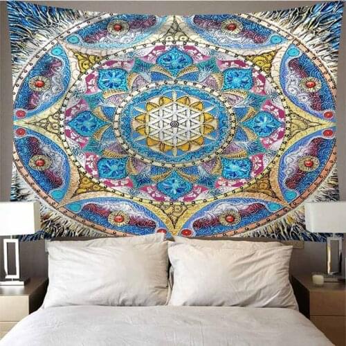 Witchcraft Ancient Mandala Boho Decor Tapestry Wall Hanging Vintage Room Dorm Decor Bohemian Trippy Small Wall Tapestry Blanket