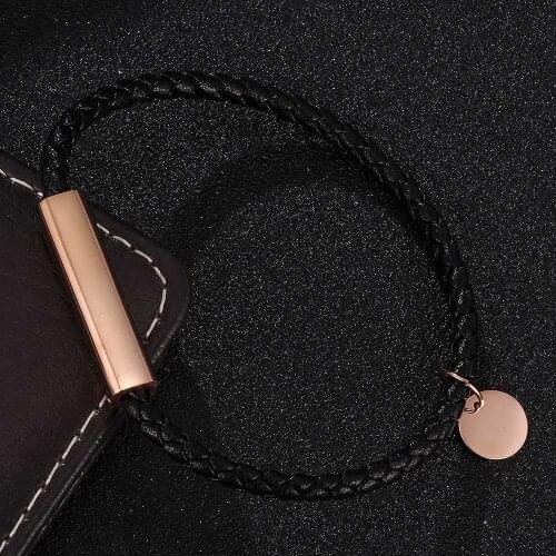 Metal Magnetic Clasp Black Leather Bracelets For Women 2020 Fashion Multilayer Charm Wrap Bracelet Femme Jewelry BB0730