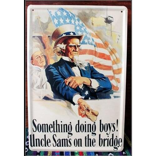 50pcs/lot Metal Sign shabby chic Something doing boys uncle Sams on the bridge Metal Tin Signs Bar Antique Metal Painting Decor