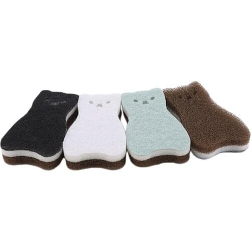 Cute Cat Shape Sponge 3 Layer Sponge Dishwashing Sponge Strong Rust Sponge Kitchen Cleaning Tool New