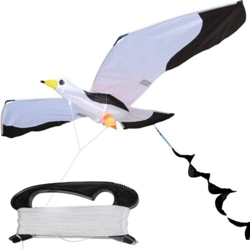 Kite Toy Set Kids 3D Seagull Kite Long Tail Flying Game Outdoor Sport Fun Toy with 100m Line Children Adult Kite Accessories
