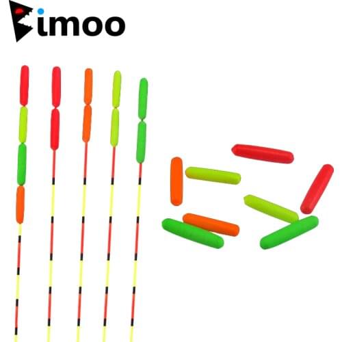 Bimoo 10pcs Small EVA Cylinder Rig Float Fishing Float Tip Visual Beans Red Orange Yellow Green Stops Terminal Accessories