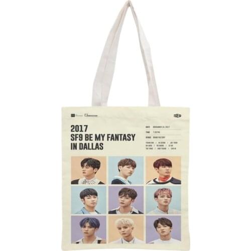 New arrived custom KPOP SF9 printed canvas tote bag women handbag beach travel bag portable shopping bag