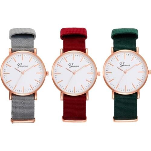 The New Geneva Canvas Strap Simple Quartz Watch for Ladies Watch Nylon Strap Ultra-thin Dial Women Watch