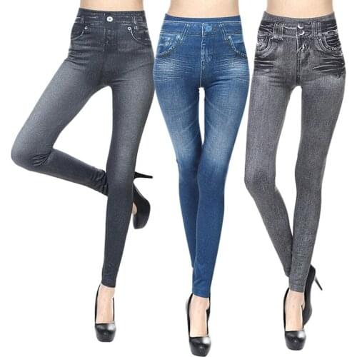 Skinny Pants Faux Denim Leggings Women Fashion Sexy Women Jean Skinny Stretchy Female Slim Comfortable Leggings
