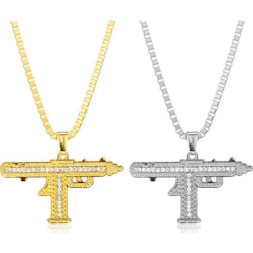 Hip Hop Submachine Gun Necklace for Women Men Pendant Choker Jewellery Necklaces for Teen Girls