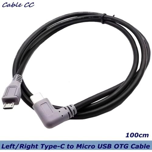 Micro USB male to USB 3.1 Type-c male 90 degree angle converter OTG adapter data cable for mobile phone U disk mobile hard disk