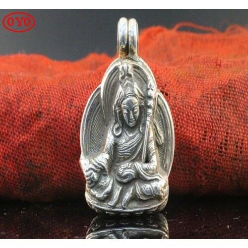 Tibetan Ornaments Nepal Sterling Silver Handmade Lotus Gaga Box Pendant