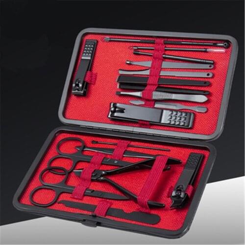 Professional Nail Tool Set Black and Gold Stainless Steel Nail Clipper Tweezers Set Dead Skin Scissors Manicure Care Tools