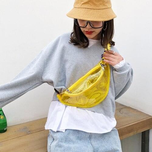 Women Jelly Transparent Chest Waist Bag Crossbody Shoulder Pouch Fanny Pack